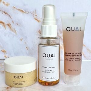NEW - Ouai Travel Trial Kit Detox Shampoo, Wave Spray, and Scalp & Body Scrub